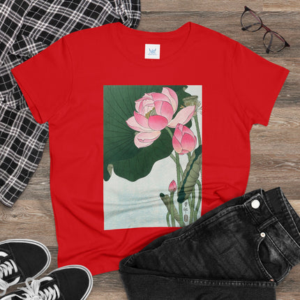 Blooming Lotus Flowers by Ohara Koson Women's Midweight Cotton Tee