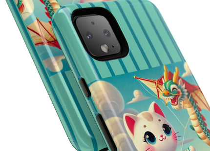 Geisha Kitten and the Dragon Kite Phone Cases