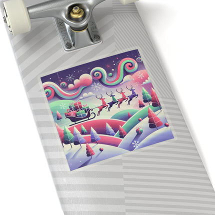 Festive Reindeer Flight Kiss-Cut Stickers (4 Sizes)
