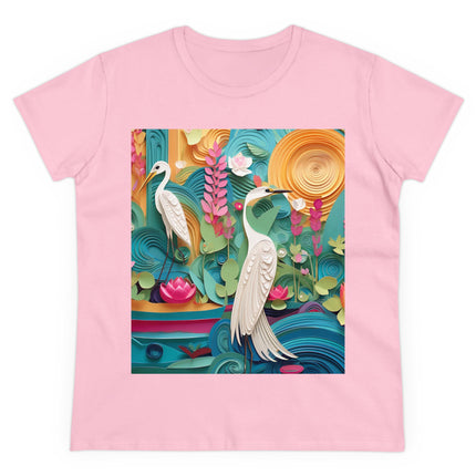 Elegant Egret Oasis Women's Midweight Cotton Tee
