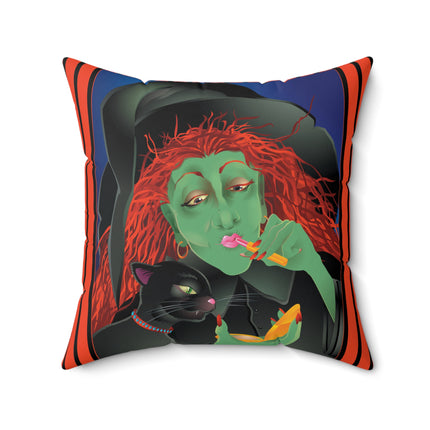 Mirror, Mirror A Witch's Touch Spun Polyester Square Pillow