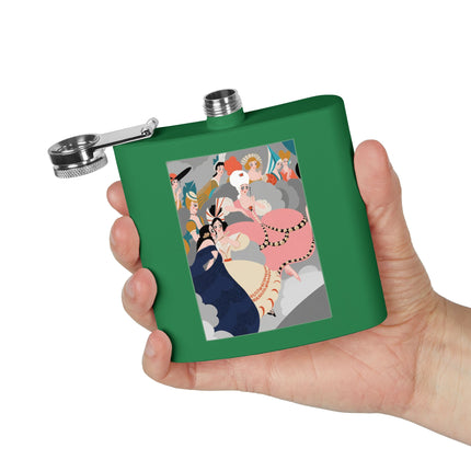 Celestial Masquerade Stainless Steel Flask – Theatrical Elegance & Floating Whimsy
