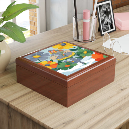 ❄️🌼 The Winter Flower Wanderer Jewelry Box – Colorful Art Deco Snow Fantasy