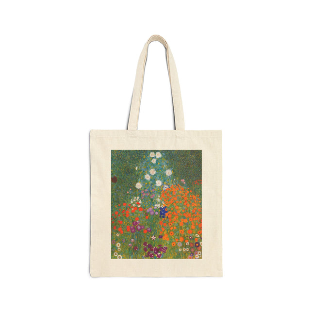 Cottage Garden by Gustav Klimt Cotton Canvas Tote Bag