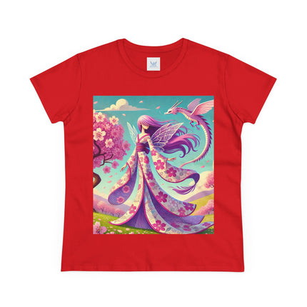 Petals in the Wind: The Kimono Fairy and the Sky Dragon Cotton Tee