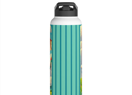 Geisha Kitten and the Dragon Kite Stainless Steel Water Bottle, Standard Lid