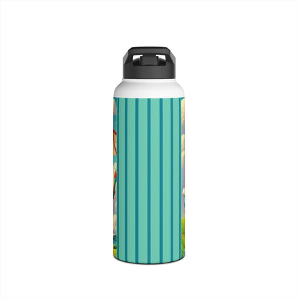 Geisha Kitten and the Dragon Kite Stainless Steel Water Bottle, Standard Lid