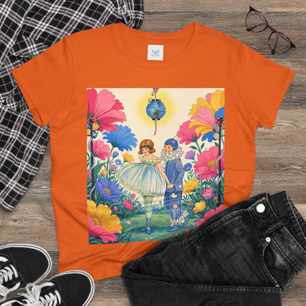 🌸🏮 The Lantern Garden Stroll Cotton Tee – Art Deco Floral Whimsy