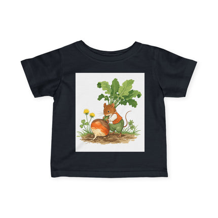 🐭🥕 The Little Garden Harvest Mouse Infant Fine Jersey Tee – Whimsical Woodland Charm