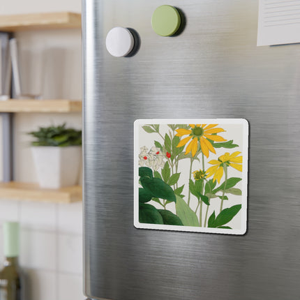 Clerodendrum & Rudbeckia Flower by Tanigami Kônan Die-Cut Magnets (5 Sizes)
