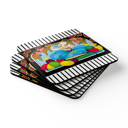 Blooms and Chicks Corkwood Coaster Set