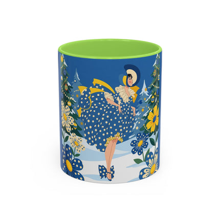 💙🌼 The Bluebell Christmas Promenade Colorful Mug – Art Deco Holiday Fantasy
