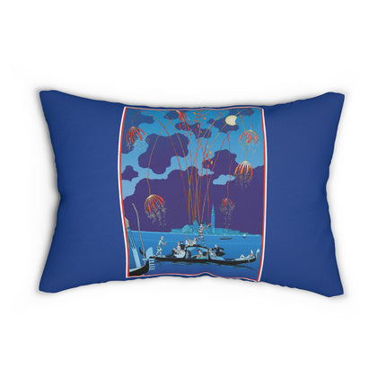 Fireworks in Venice by George Barbier Spun Polyester Lumbar Pillow