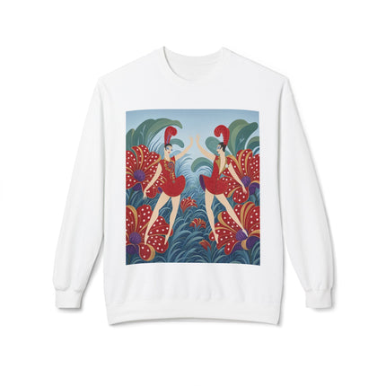 🎭🌺 The Scarlet Flower Garden Dancers Midweight Crewneck Sweatshirt – Art Deco Floral Whimsy