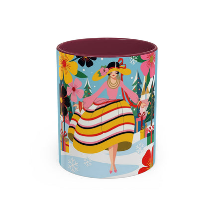 🌼🎄 The Christmas Blossom Belle Colorful Mug – Colorful Art Deco Holiday Fantasy