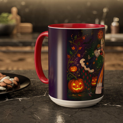 🎭🎃 The Masquerade Beneath The Pumpkin Lantern Colorful Mug – Theatrical Halloween Charm