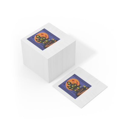 Halloween Night at the Haunted House White Coined Napkins