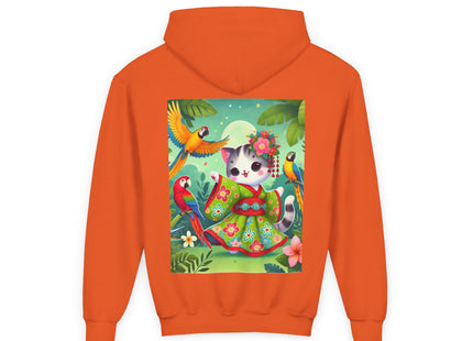 Parrot Dance of the Geisha Kitten Youth Heavy Blend Hooded Sweatshirt