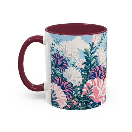 🌸🦋 The Enchanted Pink Blossom Retreat Colorful Mug – Art Deco Floral Whimsy
