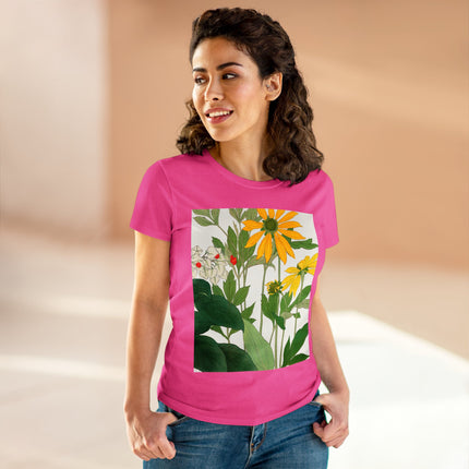 Clerodendrum & Rudbeckia Flower by Tanigami Kônan Women's Midweight Cotton Tee