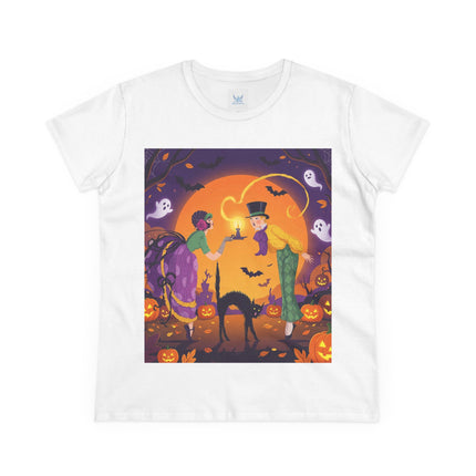 🎃🕯️ The Midnight Halloween Greeting Cotton Tee – Vintage Halloween Charm
