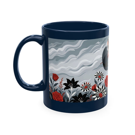 ☂️🌹 The Lady In The Windy Rose Garden Ceramic Mug – Art Deco Fashion Whimsy