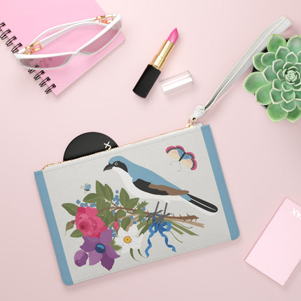 Bluebird & Butterfly Clutch Bag – Elegant Charm & Springtime Grace