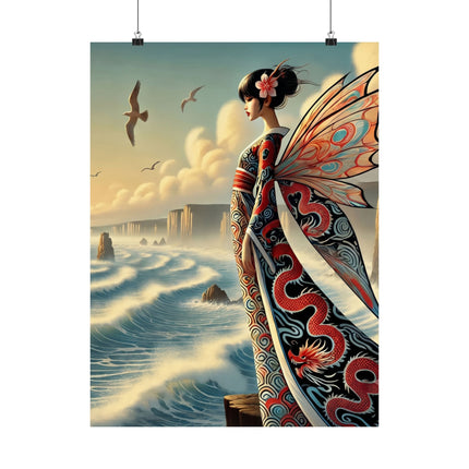🌊🧚 Coastal Fairy Matte Vertical Poster – Serene Grace & Oceanic Magic