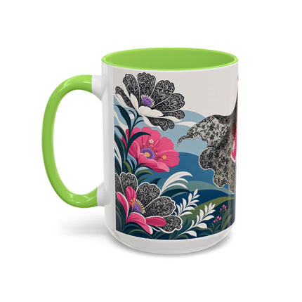 🌸🎀 The Pink Lace Garden Promenade Colorful Mug – Art Deco Fashion Elegance