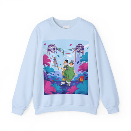 🎭🌸 The Garden Masquerade Crewneck Sweatshirt – Art Deco Floral Whimsy