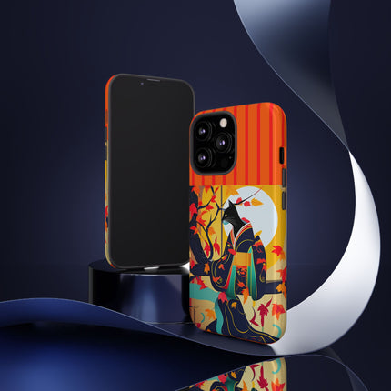 Black Cat in Kimono Phone Cases