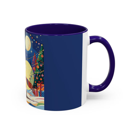 🌙🎿 The Moonlit Christmas Skier Colorful Mug – Whimsical Holiday Fantasy