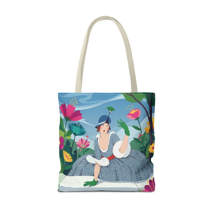 🌺🦚 The Lady Of The Peacock Garden Tote Bag – Art Deco Floral Fashion