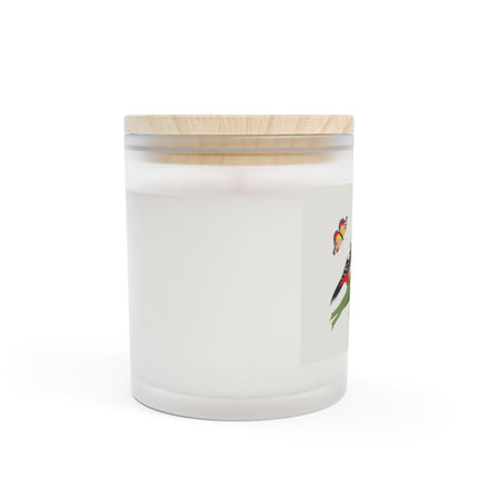 Woodpecker & Tulip Frosted Glass Candle
