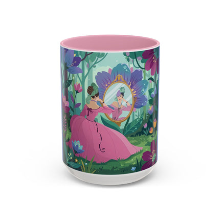 The Lady Of The Enchanted Mirror Colorful Mugs – Art Deco Botanical Elegance