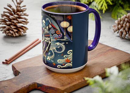 Skeleton Kabuki Performer Colorful Mugs (11oz, 15oz)