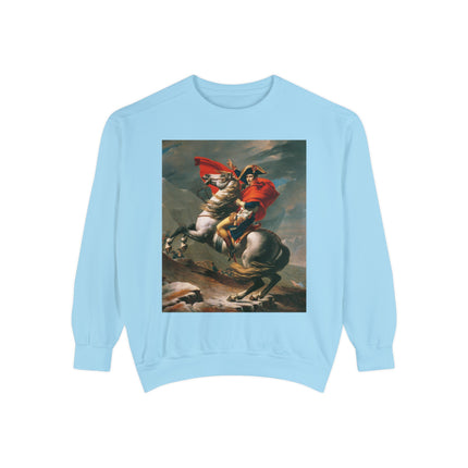 Napoleon Crossing the Alps by Jacques-Louis David Unisex Garment-Dyed Sweatshirt