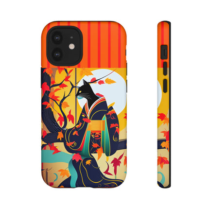 Black Cat in Kimono Phone Cases