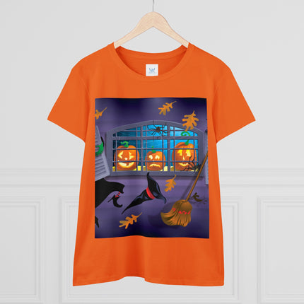 Whimsical Halloween Mischief Women's Midweight Cotton Tee
