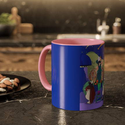 Wishes Beneath the Comet Sky Colorful Mug (11oz, 15oz) – Celestial Magic, Art Deco Elegance & Dreamy Wonder