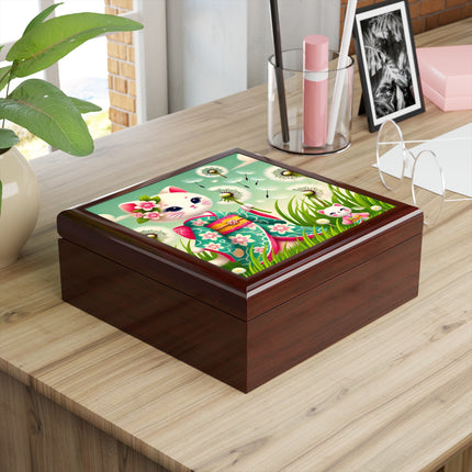 Geisha Kitten and the Dandelion Wish Jewelry Box