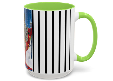 Elegant Winter Woman in Sleigh Colorful Mugs (11oz, 15oz)