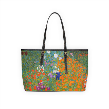Cottage Garden by Gustav Klimt PU Leather Shoulder Bag
