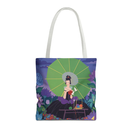 🧶🌸 The Lady Of The Enchanted Knitting Garden Tote Bag – Art Deco Floral Fantasy
