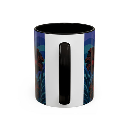 🖤🌺 The Midnight Floral Acrobat Colorful Mug – Art Deco Fashion Whimsy