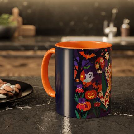 🌙🎃 The Moonlit Garden Masquerade Colorful Mug – Floral Halloween Charm
