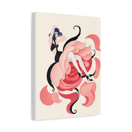 🌹🖤 The Lady Of The Blushing Rose Matte Canvas – Art Deco Fashion Illustration