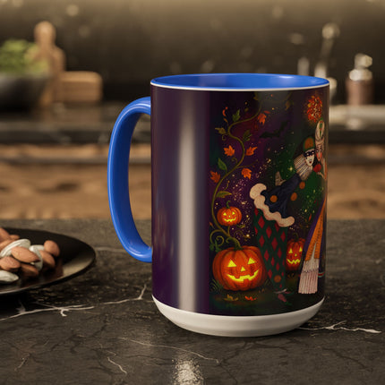 🎭🎃 The Masquerade Beneath The Pumpkin Lantern Colorful Mug – Theatrical Halloween Charm