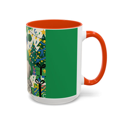 🍀🎄 The Emerald Holly Christmas Colorful Mug – Art Deco Holiday Elegance