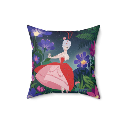 🌺✨ The Lady Of The Starlit Enchanted Garden Square Pillow – Art Deco Floral Fantasy